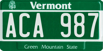 VT license plate ACA987