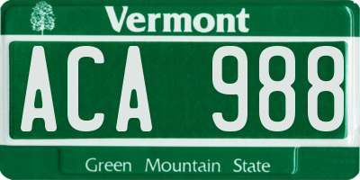 VT license plate ACA988