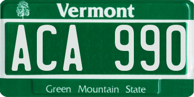 VT license plate ACA990