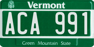 VT license plate ACA991