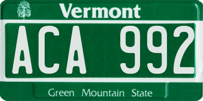 VT license plate ACA992