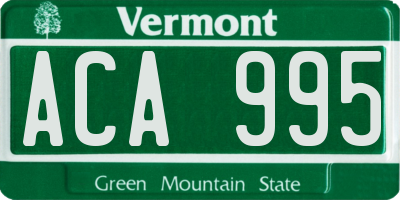 VT license plate ACA995