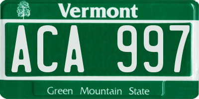VT license plate ACA997