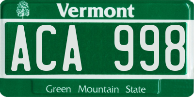 VT license plate ACA998
