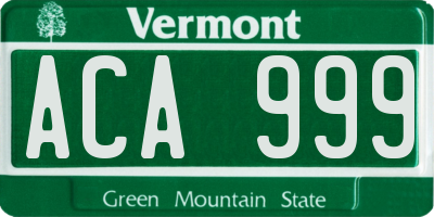 VT license plate ACA999