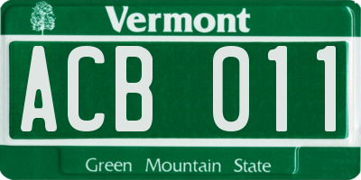 VT license plate ACB011