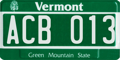 VT license plate ACB013
