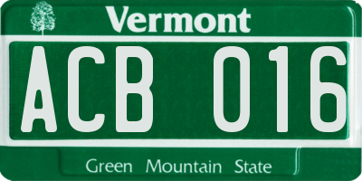 VT license plate ACB016