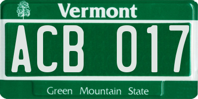 VT license plate ACB017
