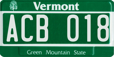 VT license plate ACB018
