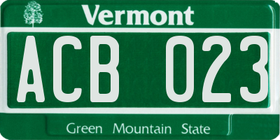 VT license plate ACB023