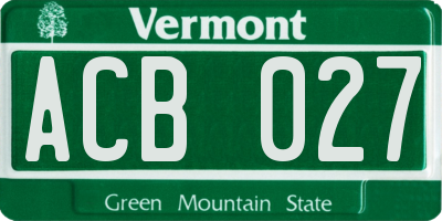 VT license plate ACB027