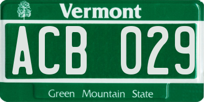 VT license plate ACB029