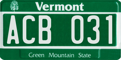 VT license plate ACB031