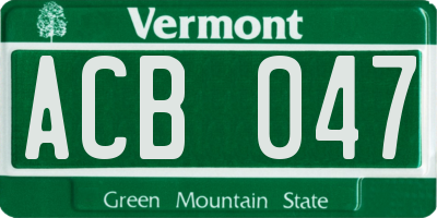 VT license plate ACB047