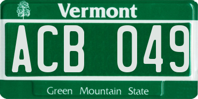 VT license plate ACB049