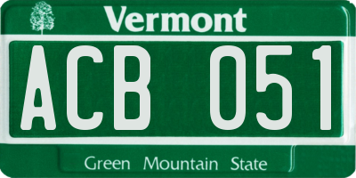 VT license plate ACB051