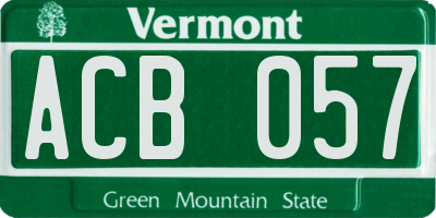 VT license plate ACB057