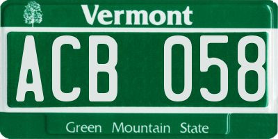VT license plate ACB058