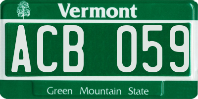 VT license plate ACB059