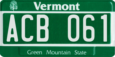 VT license plate ACB061