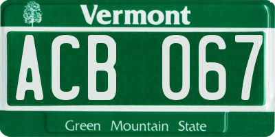 VT license plate ACB067