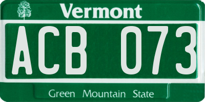 VT license plate ACB073