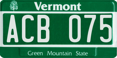 VT license plate ACB075