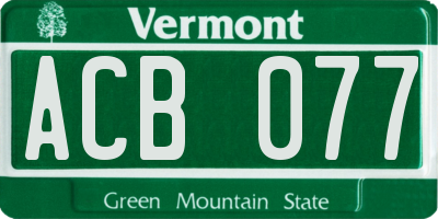 VT license plate ACB077