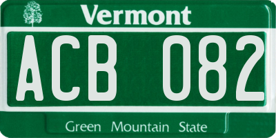 VT license plate ACB082