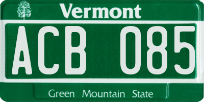 VT license plate ACB085