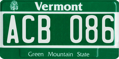VT license plate ACB086