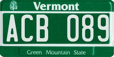 VT license plate ACB089