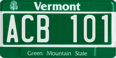 VT license plate ACB101