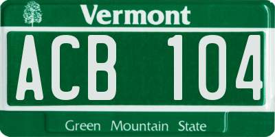 VT license plate ACB104