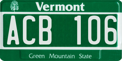 VT license plate ACB106