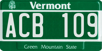 VT license plate ACB109