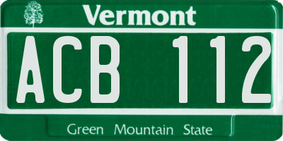 VT license plate ACB112