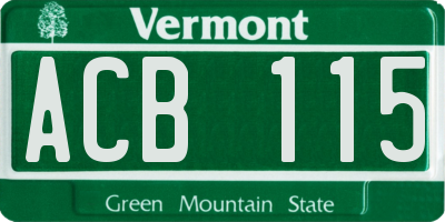 VT license plate ACB115