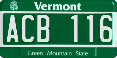 VT license plate ACB116