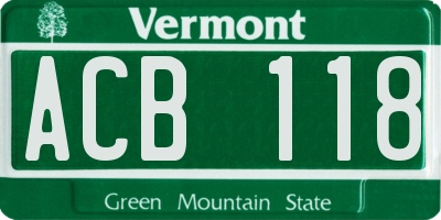 VT license plate ACB118