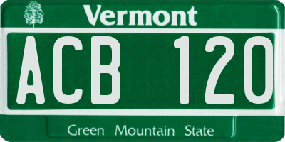 VT license plate ACB120