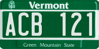 VT license plate ACB121