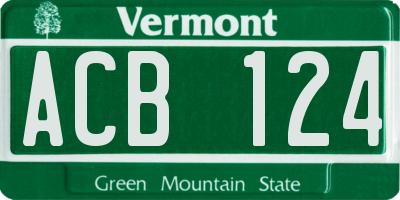 VT license plate ACB124
