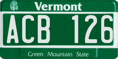 VT license plate ACB126