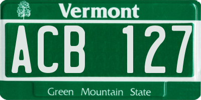 VT license plate ACB127