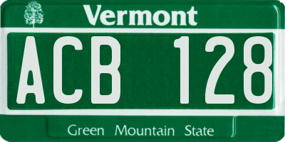 VT license plate ACB128