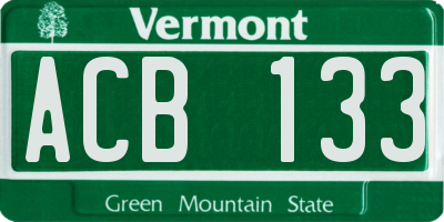 VT license plate ACB133