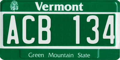 VT license plate ACB134