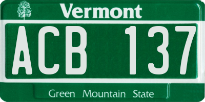 VT license plate ACB137